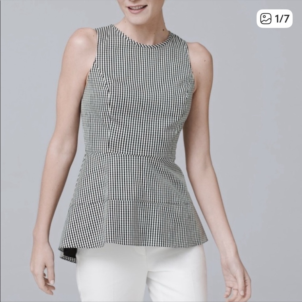 White House Black Market Checkered Peplum Women’s Top Size 4P